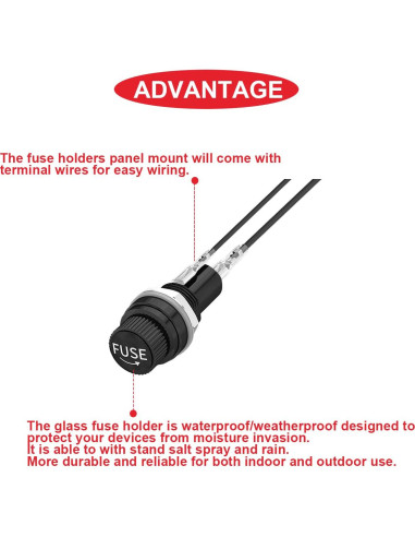 Soporte de Fusible Montaje en Panel MKBKLLJY 12V 10A 15A