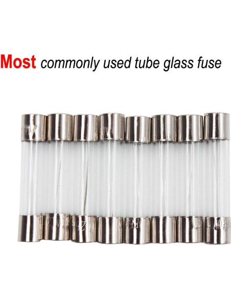 Kit 5 Soportes de Fusible AGC 6x30mm + 100 Fusibles Vidrio 0.5A-15A