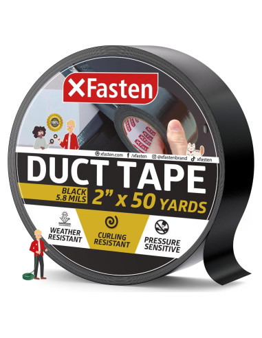 Cinta Adhesiva XFasten Negra 5cm x 45.72m Resistente al Clima