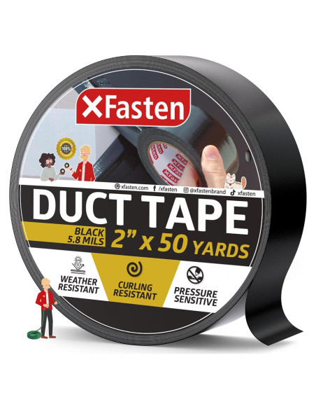 Cinta Adhesiva XFasten Negra 5cm x 45.72m Resistente al Clima