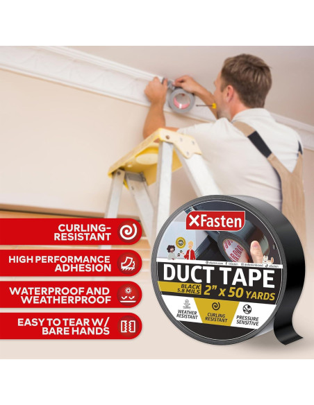 Cinta Adhesiva XFasten Negra 5cm x 45.72m Resistente al Clima