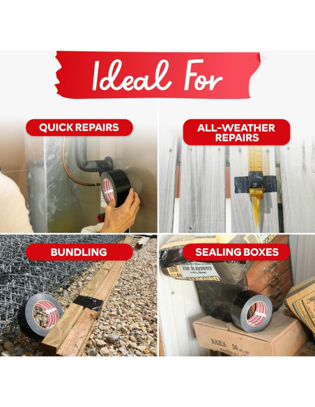 Cinta Adhesiva XFasten Negra 5cm x 45.72m Resistente al Clima