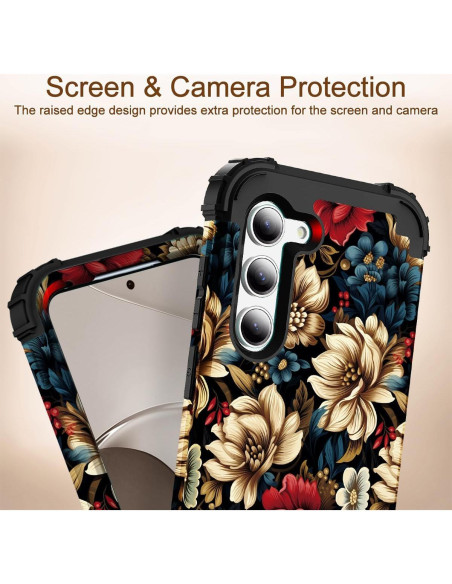 Funda 3 en 1 SleekCover para Galaxy S23 Plus Floral Negra