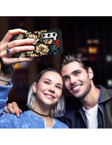 Funda 3 en 1 SleekCover para Galaxy S23 Plus Floral Negra