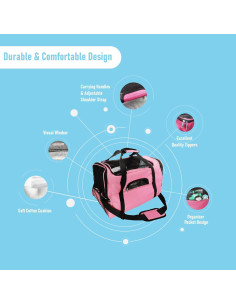 Transportín para Mascotas GENÉRICO Rosa 43.9x24.9x27.9 cm 2
