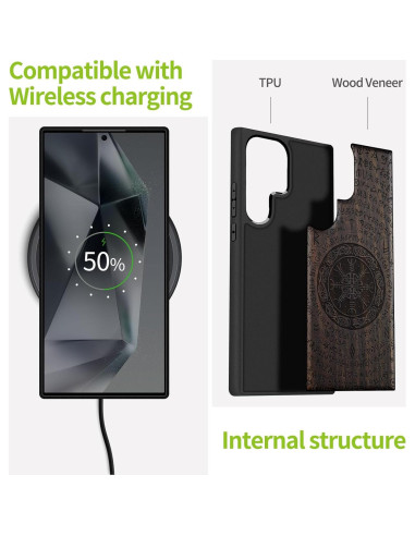Funda Protectora Carveit de Madera para Samsung S25 Ultra