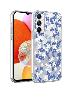 Funda Floral Transparente para Samsung Galaxy A14 5G - Azul 2