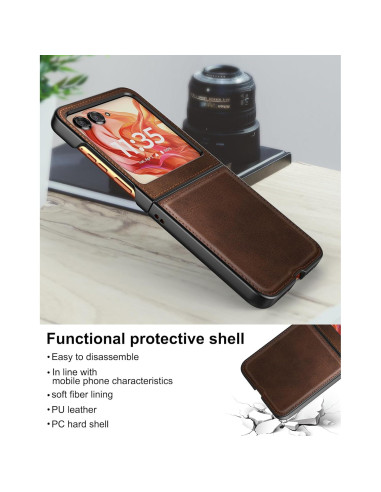 Funda Foluu para Motorola Razr 2024 - Cuero y PC Dura Slim