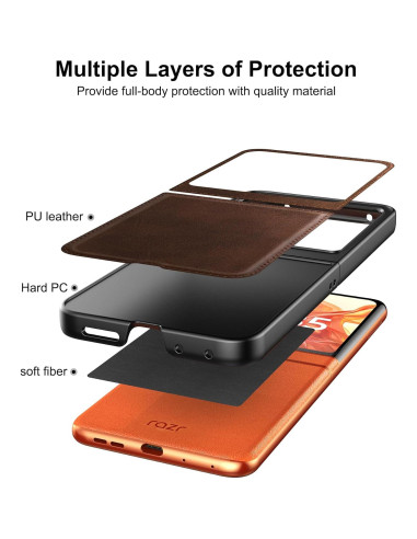 Funda Foluu para Motorola Razr 2024 - Cuero y PC Dura Slim