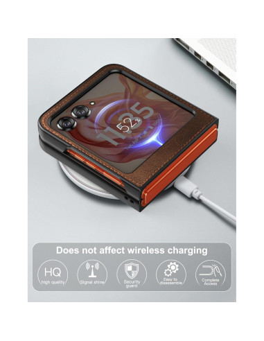 Funda Foluu para Motorola Razr 2024 - Cuero y PC Dura Slim