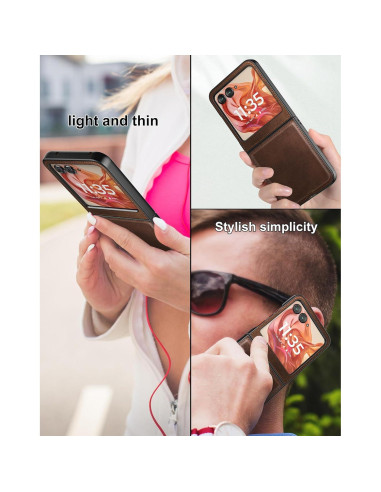 Funda Foluu para Motorola Razr 2024 - Cuero y PC Dura Slim