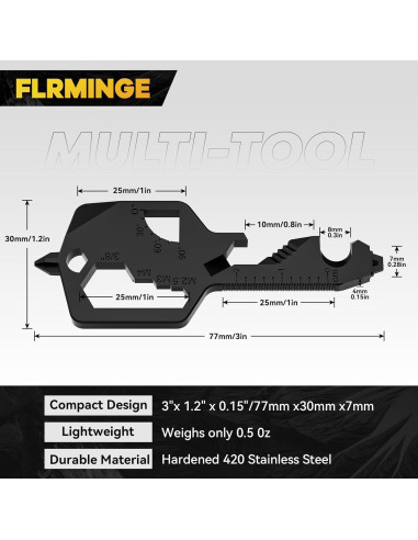 Herramienta Multiusos 20-en-1 FLRMINGE Llave Compacta Negra