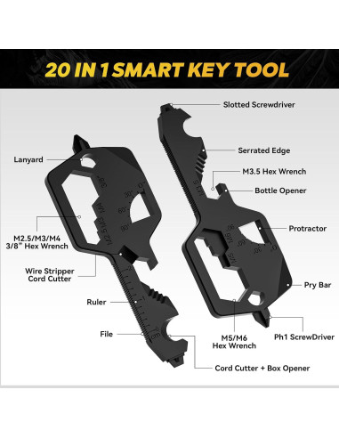Herramienta Multiusos 20-en-1 FLRMINGE Llave Compacta Negra