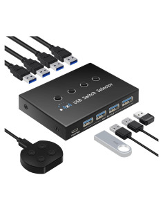 Interruptor USB 3.0 4 Puertos newiedkvm para 4 Computadoras