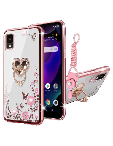 Funda KuDiNi Oro Rosa para Alcatel TCL 30 Z T602DL con Soporte