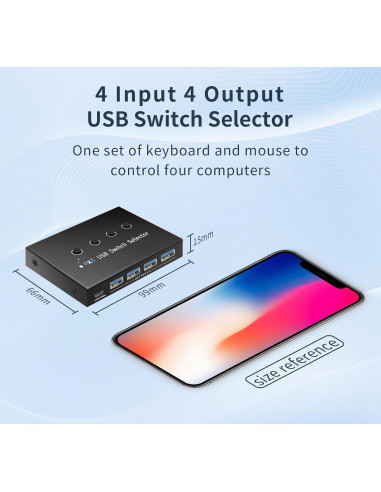 Interruptor USB 3.0 4 Puertos newiedkvm para 4 Computadoras