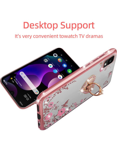 Funda KuDiNi Oro Rosa para Alcatel TCL 30 Z T602DL con Soporte