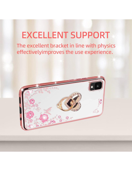 Funda KuDiNi Oro Rosa para Alcatel TCL 30 Z T602DL con Soporte Funda KuDiNi Oro Rosa para Alcatel TCL 30 Z T602DL con Soporte