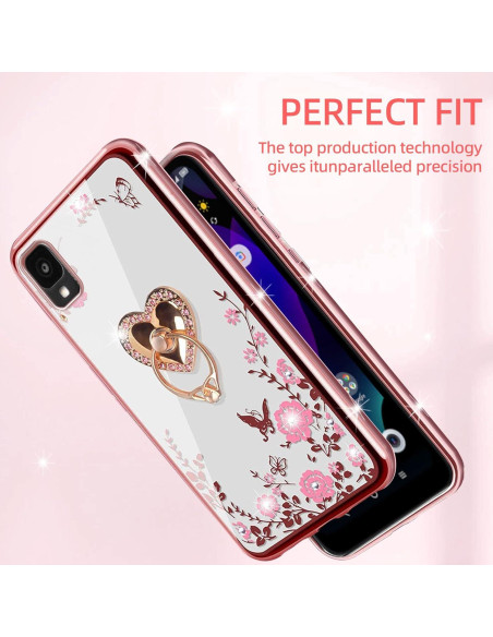 Funda KuDiNi Oro Rosa para Alcatel TCL 30 Z T602DL con Soporte Funda KuDiNi Oro Rosa para Alcatel TCL 30 Z T602DL con Soporte