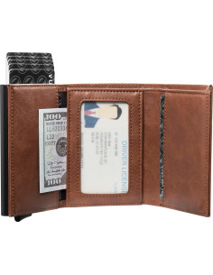 Cartera de Cuero Bifold VULKIT con Bloqueo RFID y Ventana ID 2