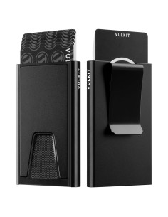 Billetera Slim VULKIT con Clip para Dinero y Bloqueo RFID, Negra