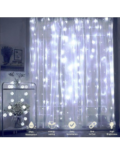 Luces de Cortina LED Oopswow 304L 3m x 3m 8 Modos Blancas 2