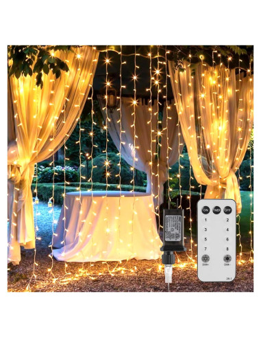 Luces de Cortina LED Brightown 300 LEDs 3m Blanco Cálido