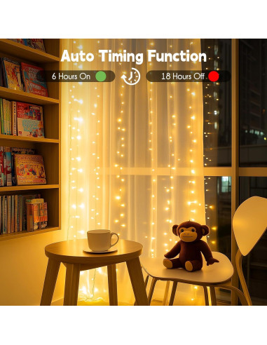 Luces de Cortina LED Brightown 300 LEDs 3m Blanco Cálido