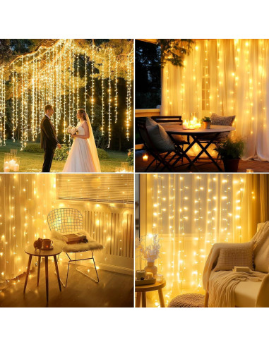 Luces de Cortina LED Brightown 300 LEDs 3m Blanco Cálido