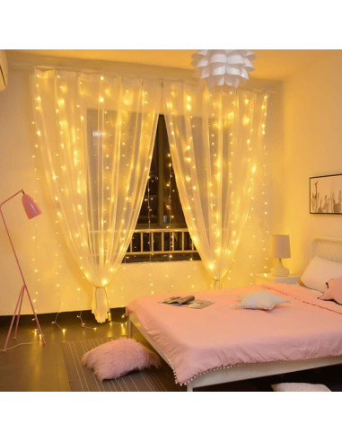 Luces de Cortina LED Brightown 300 LEDs 3m Blanco Cálido