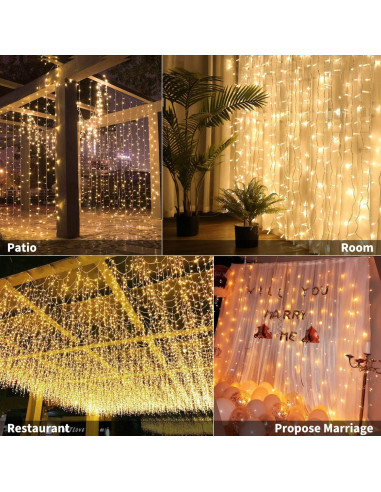 Luces de Cortina LED Brightown 300 LEDs 3m Blanco Cálido