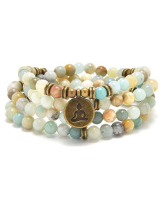 Pulsera Collar Mala 108 Cuentas Amazonita Joyería Espiritual