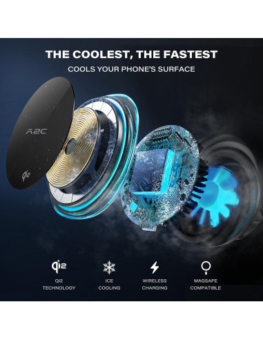 Cargador de Coche Inalámbrico Magnético A2C Qi2 15W con Adaptador