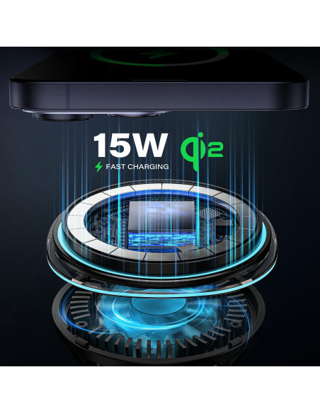 Cargador de Coche Inalámbrico Magnético A2C Qi2 15W con Adaptador