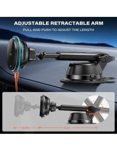 Cargador de Coche Inalámbrico Magnético A2C Qi2 15W con Adaptador