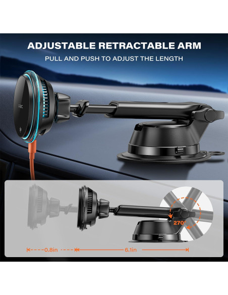 Cargador de Coche Inalámbrico Magnético A2C Qi2 15W con Adaptador