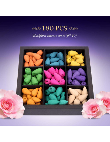 Conos de Incienso de Retroceso OTOFY 180 Pcs Aromas Naturales