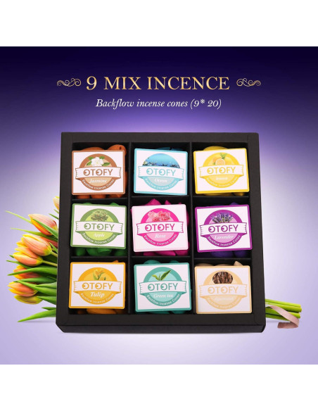 Conos de Incienso de Retroceso OTOFY 180 Pcs Aromas Naturales