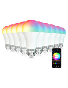 Bombillas LED Inteligentes E26 9W RGB Regulables Paquete 10
