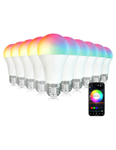 Bombillas LED Inteligentes E26 9W RGB Regulables Paquete 10