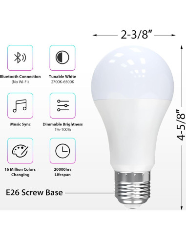 Bombillas LED Inteligentes E26 9W RGB Regulables Paquete 10
