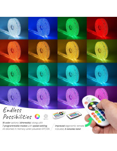 Luces de tira LED WYZworks 30.48 m SMD 5050 IP67 16 colores 2