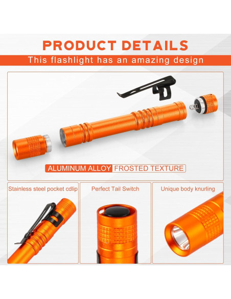 Hortsun 20 Linternas LED de Boligrafo Naranjas 13 cm