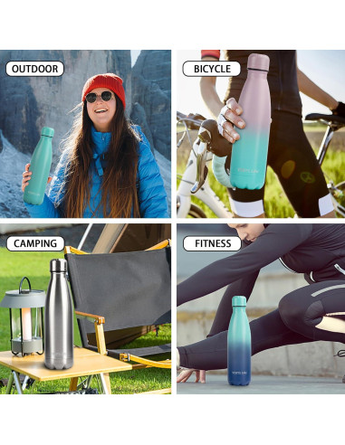 Botella de Agua Aislada YEBTS Life 500ml Acero Inoxidable 2 Pzas