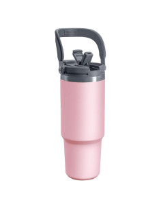 Taza Aislada 30 oz ZHZHLED Rosa con Asa y Popote