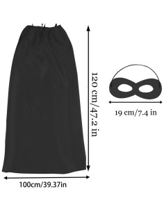 Capa y Máscara de Superhéroe para Adultos - 120 cm - Poliester 2