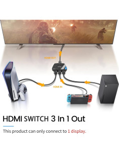 Interruptor HDMI 3 en 1 NEWCARE 4K@60Hz con Cable 0.79m 2