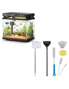 Tanque de Peces Betta URUQ 7.6L Negro + Kit Limpieza 11 Piezas