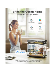 Tanque de Peces Betta URUQ 7.6L Negro + Kit Limpieza 11 Piezas 2