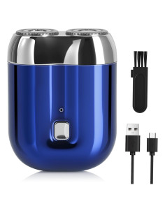 Afeitadora Eléctrica Mini Senduzll 2025 Doble Cabezal USB Azul